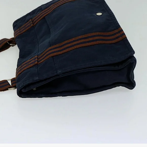 Hermes Navy Blue and Brown Canvas Messenger Bag - Picture 9 of 10